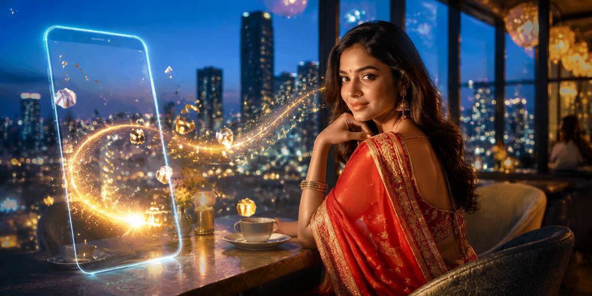 Vibrant Indian market with people enjoying digital gaming